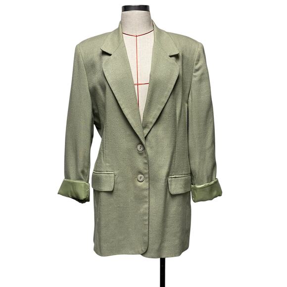 Vintage Worthington Womens Size 14T Green 2 Button Blazer - Picture 1 of 7